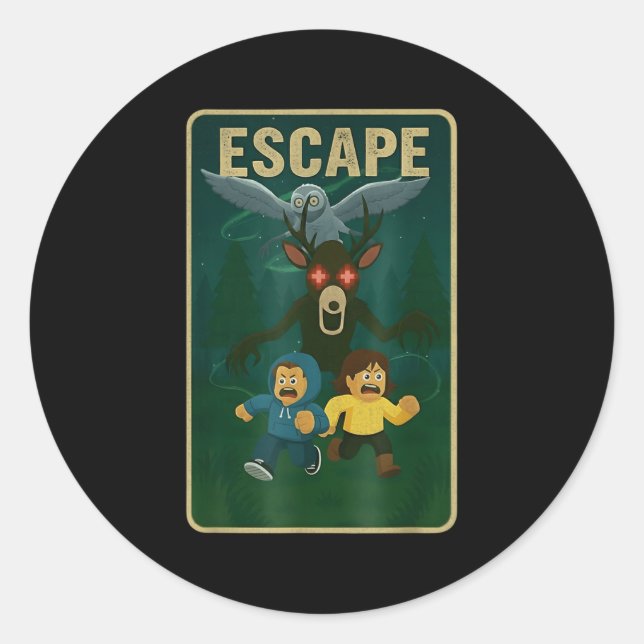 99 Nights Halloween Gamer Deer In The Forest Funny Runder Aufkleber (Vorderseite)