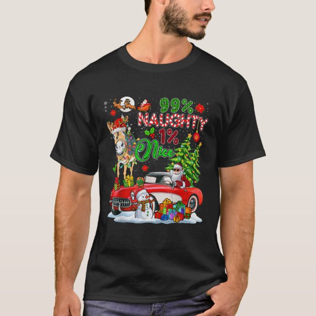 99 Percent Naughty 1 Nice Reindeer Donkey With San T-Shirt (Vorderseite)