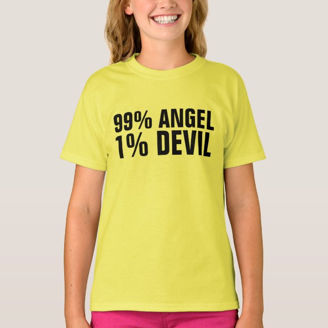 99 PROZENT ANGEL 1% DEVIL Kinder Mädchen T - Shirt (Vorderseite)