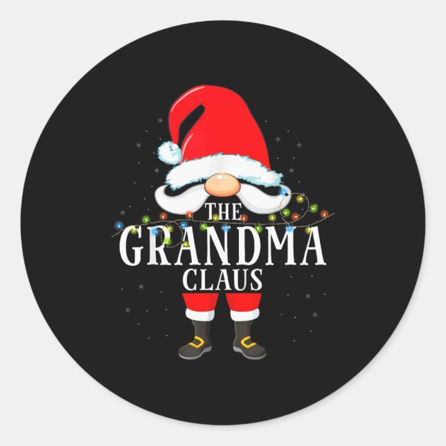 99 Santa Claus Matching Family Pajama Grandma Clau Runder Aufkleber (Vorderseite)