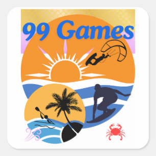 99 Sommerspiele Quadratischer Aufkleber