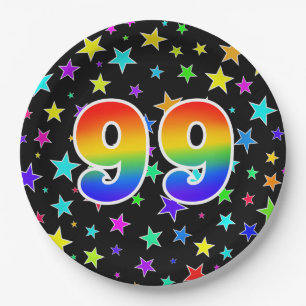 99. Veranstaltung: Fett, Spaß, farbiger Regenboge Pappteller