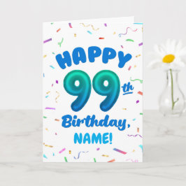 99th Balloon Number Custom Name Birthday Card Karte