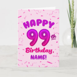 99th Balloon Number Custom Name Birthday Card Karte