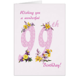 99th Birthday Flower Decorated Numbers