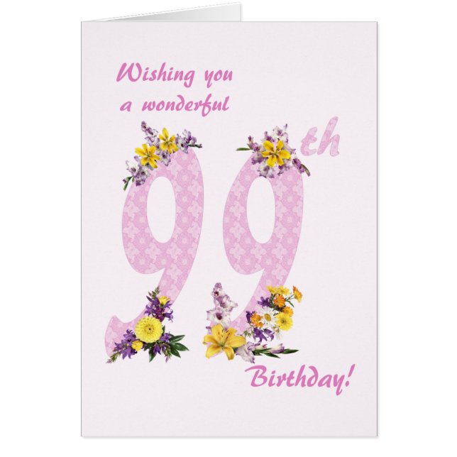 99th Birthday Flower Decorated Numbers (Vorne)
