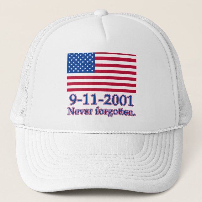 9-11-2001 nie vergessene T-Shirts, Knöpfe Truckerkappe (Vorderseite)