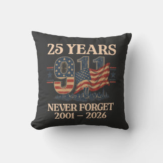 9/11 25 Years Never Forget Vintage American Flag Kissen