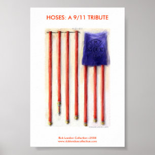 9/11 Amerikanische Flagge Feuerwehrmann gerahmter  Poster