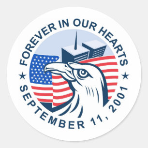 9/11 Gedenktafel Fahnentürme Runder Aufkleber
