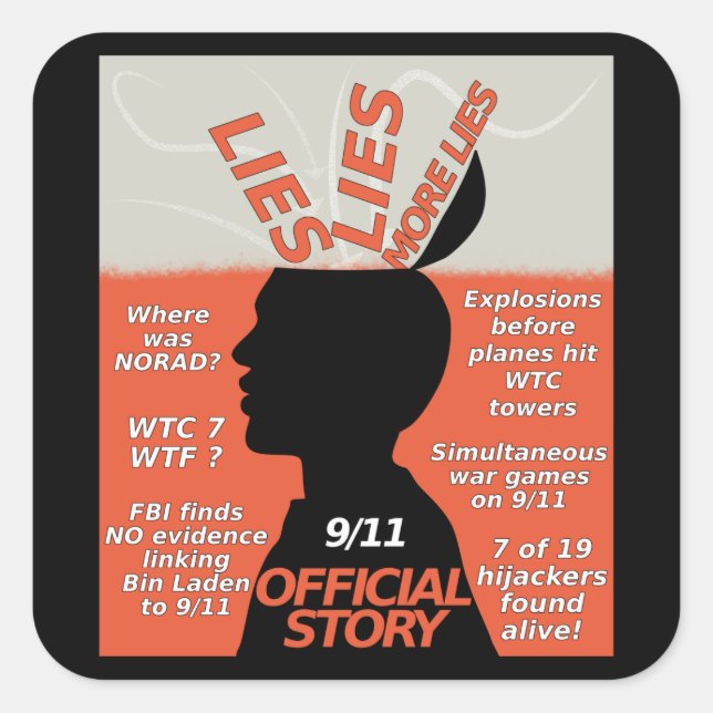 9-11 Offizielle Wahrheitsgeschichte Quadratischer Aufkleber (Vorderseite)