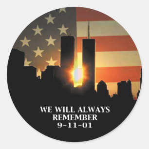 9-11 Remember - We will never forget Runder Aufkleber