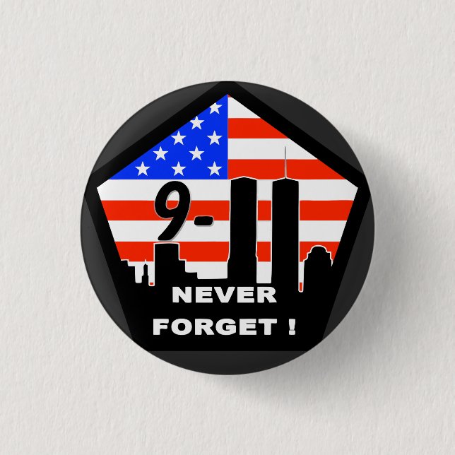 9/11 vergessen nie! button (Vorderseite)