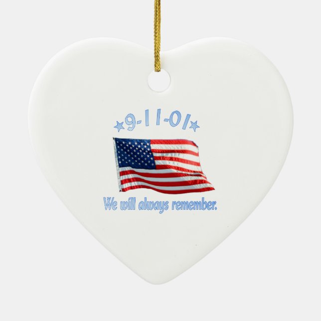9-11 Wir werden uns immer daran erinnern Keramik Ornament (Hinten)