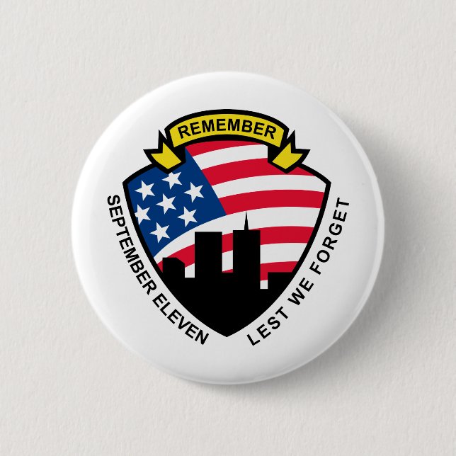 9-11 World Trade Center-Flagge-Schild Button (Vorderseite)