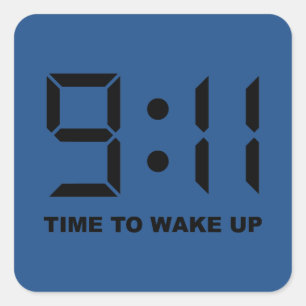 9:11zeit aufzuwachen quadratischer aufkleber