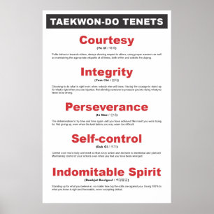 9-2 Generisches Taekwon-Do-Tenets-Poster Poster