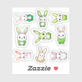 9 Adorable Kaninchen Aufkleber