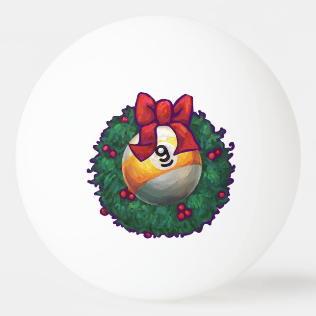 9 Ball Christmas Wreath Green Tischtennisball (Rückseite)