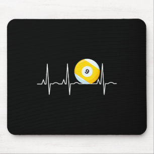 9 Ball Heartbeat - Pool Player Nine Ball Heartbeat Mousepad