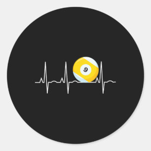 9 Ball Heartbeat - Pool Player Nine Ball Heartbeat Runder Aufkleber