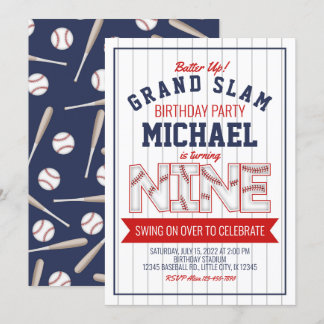 9. Baseball Geburtstagsfeier Einladung