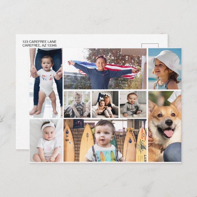 9 Bildfoto Collage Postkarte (Vorne/Hinten)