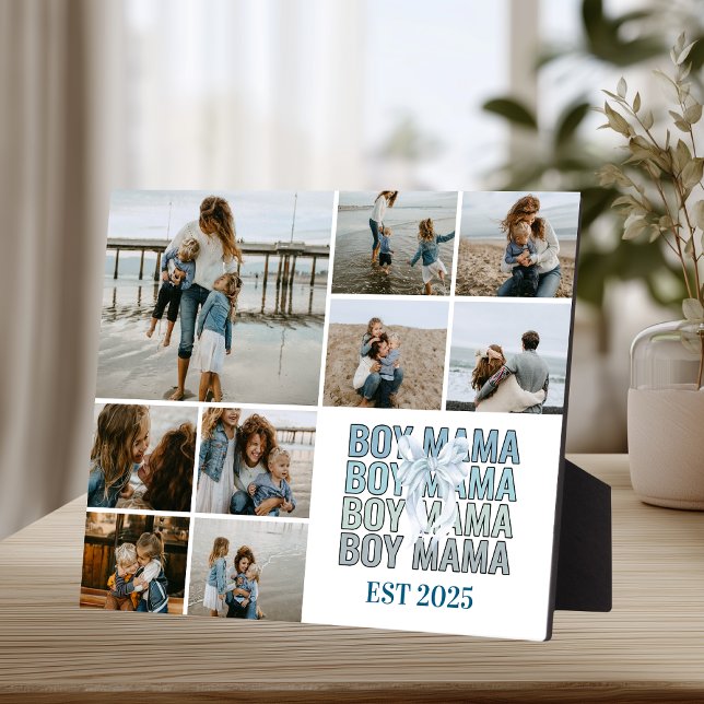 9 Boy Mama Custom Photo Collage Fotoplatte (Von Creator hochgeladen)