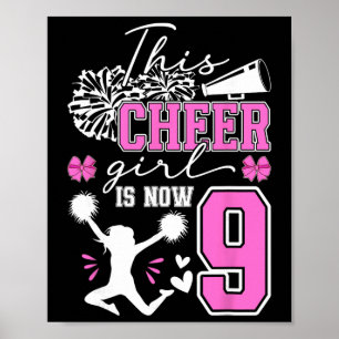 9. Cheer Geburtstagsfeier 9 Jahre alte Cheerleader Poster