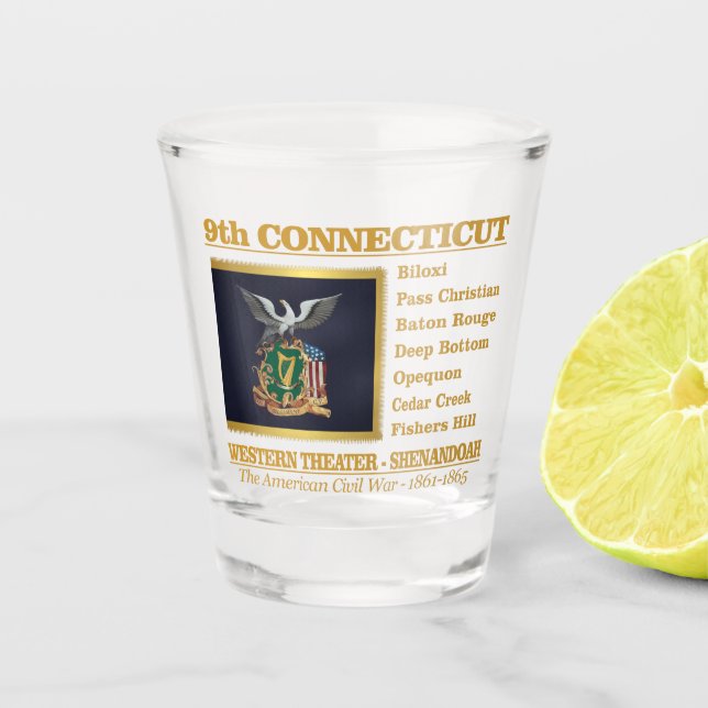 9. Connecticut Infanterie (BH) Schnapsglas (Vorderseite)