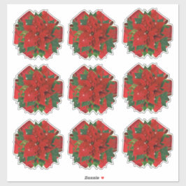 9 Crush Proof Poinsettia Gift Wrap Bows 4 Mailing Aufkleber