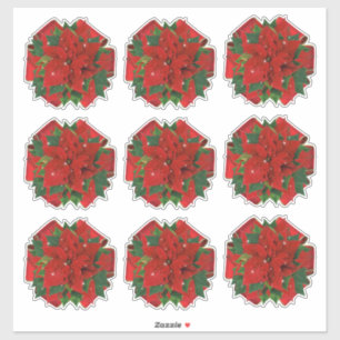 9 Crush Proof Poinsettia Gift Wrap Bows 4 Mailing Aufkleber
