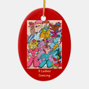 9 Damen-Tanzen Keramikornament