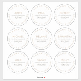 9 Einzelnamen Vielen Dank Brautparty groß Aufkleber