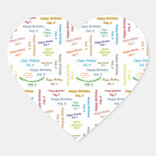 9. Februar Herz-Aufkleber