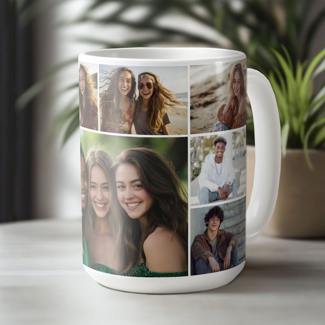 9 Foto Collage Gallery Grid — weiß Kaffeetasse (Custom Photo Mug)