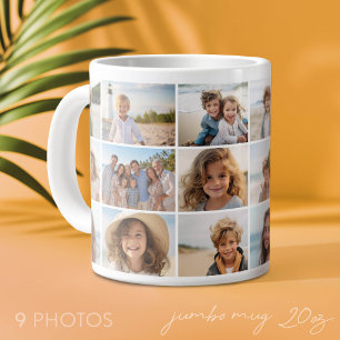 9-Foto-Collage - Gleiche Fotos auf beiden Seiten Jumbo-Tasse