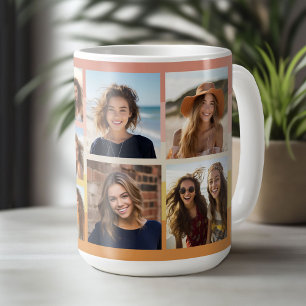 9 Foto-Collage Minimalist - Gold Korallenstreifen Kaffeetasse