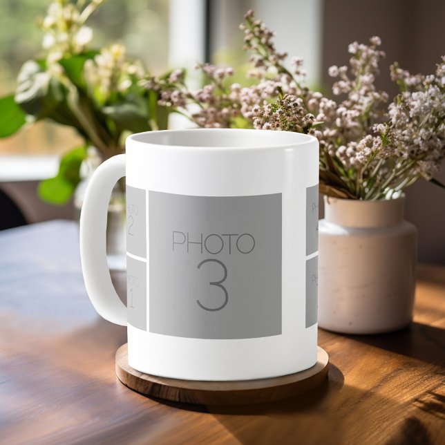 9-Foto-Collage mit optionaler Hintergrundfarbe Kaffeetasse (Personalized Coffee Mug)