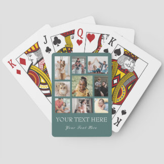 9 Foto Collage oder Collage mit Skripttext grün Spielkarten