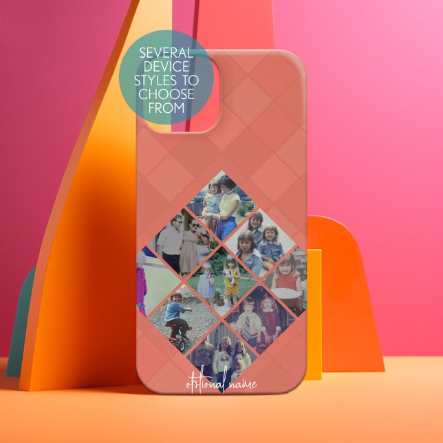 9 Foto Diamond Pattern Collage Corterra cotta Samsung Galaxy Hülle (Personalized Phone Case - Pick Your Device Style and Customize the Design)