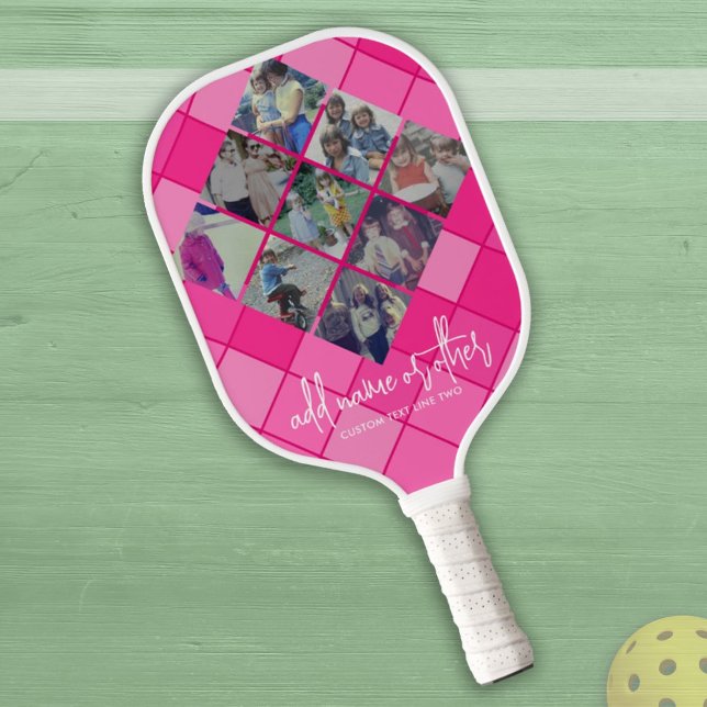 9 Foto Diamond Pattern Collage - Hot Pink Girl Pickleball Schläger (Von Creator hochgeladen)