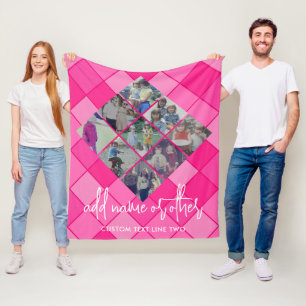 9 Foto Diamond Pattern - Hot Pink Girl Fleecedecke