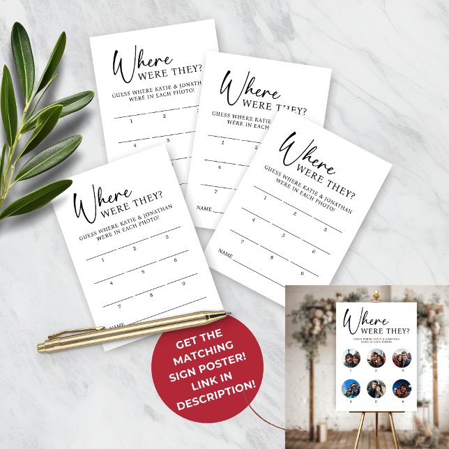 9 Foto, in dem sie Guess Card spielen Mitteilungskarte (9 Photo Where Were They Game Guess Card)