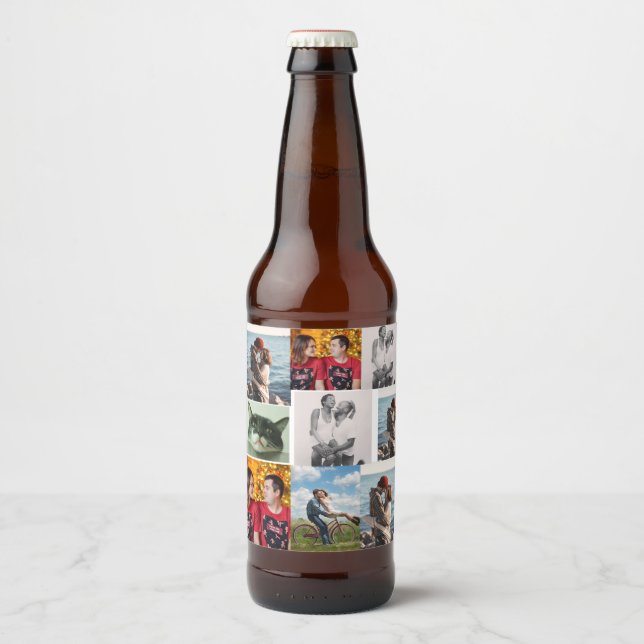 9 Foto individuelles personalisiertes Kollage Bierflaschenetikett (Vorderseite)