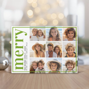 9 Foto-Offset - Fette Merry - Grün -  Feiertagskarte