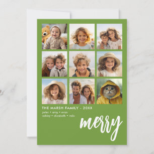 9 Foto-Offset - Fette Schrift Merry - Grün Feiertagskarte