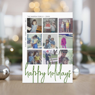 9 Foto Offset - Happy Holidays Grosses Skript Grün Feiertagskarte