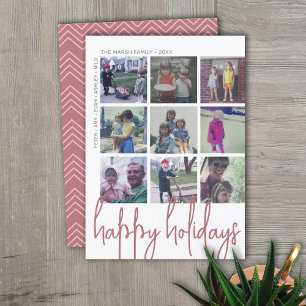 9 Foto Offset - Happy Holidays Navy Holiday Card Feiertagskarte