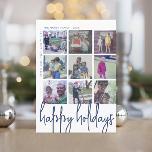 9 Foto Offset - Happy Holidays Navy Holiday Card Feiertagskarte